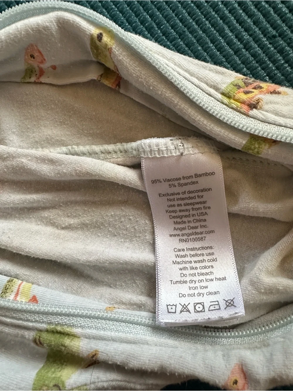 Angel Dear Light Blue Green Yellow Fish Pattern Bamboo Sleeper Footie 6-9 Months